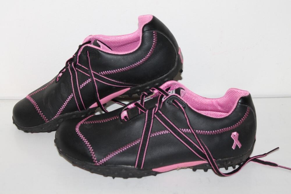 Footjoy M Project Spikeless Golf Shoes, #95663, Blk/Pink, Leather, Women's US 9